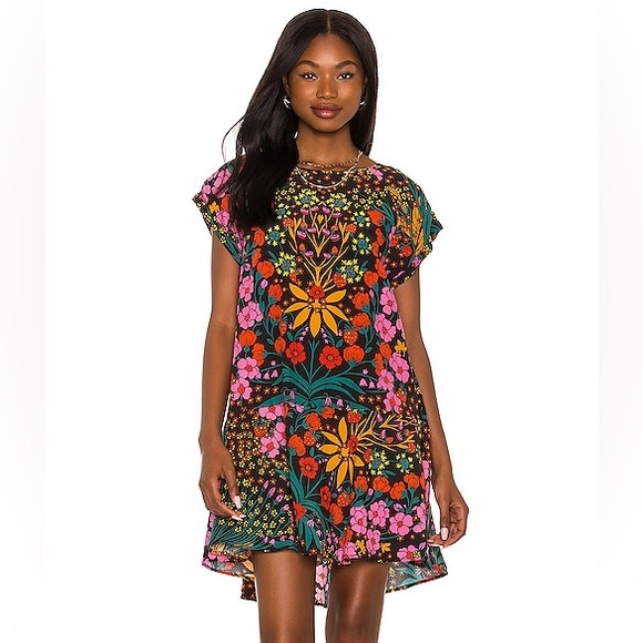 Free People Dresses & Skirts - Free People Strawberry Fields Black Floral Mini Dress